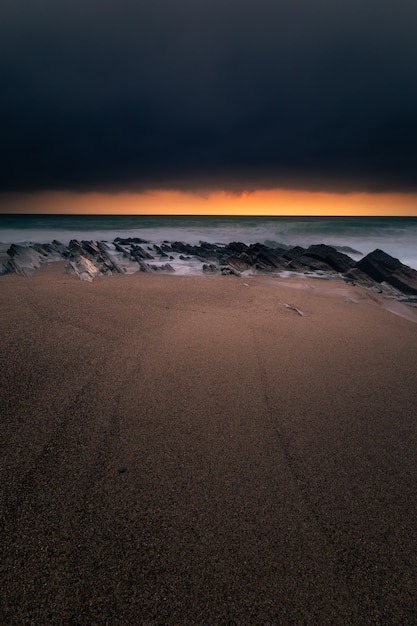 Sunset at the beach of Bidart, Basque Country.