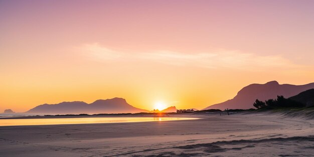 ケープタウンのビーチに沈む夕日