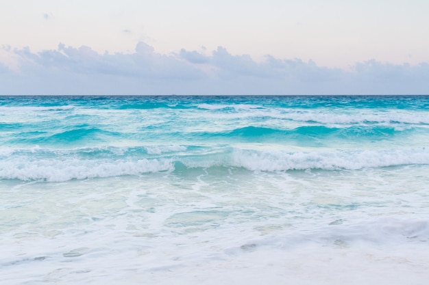 Sunset over the beach of Caribbean Sea.