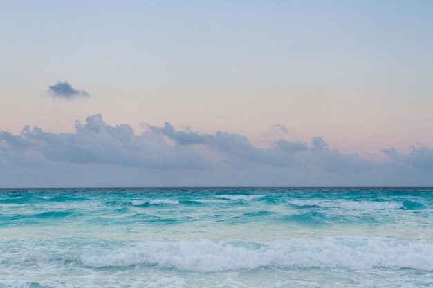 Sunset over the beach of Caribbean Sea.