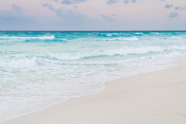 Sunset over the beach of Caribbean Sea.