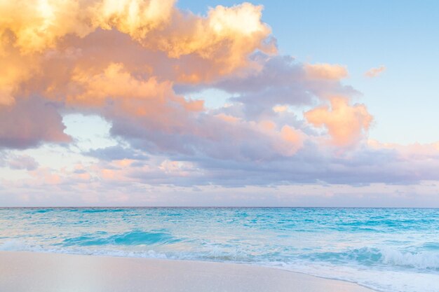 Sunset over the beach on Caribbean Sea.