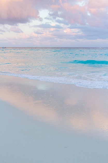 Sunset over the beach on Caribbean Sea.