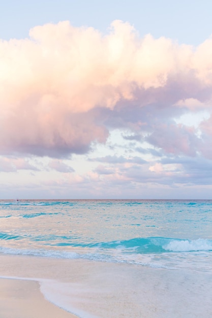 Sunset over the beach on Caribbean Sea.