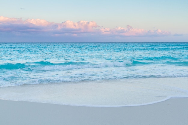 Sunset over the beach on Caribbean Sea.