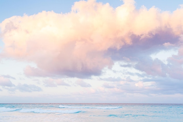 Sunset over the beach on Caribbean Sea.