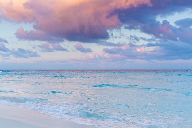 Sunset over the beach on Caribbean Sea.