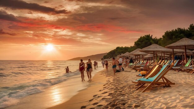 Sunset at the beach in croatia