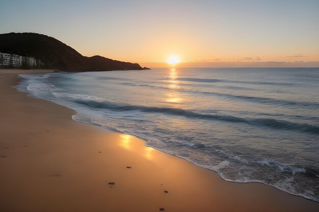 sunset beach during the golden hour blue sky