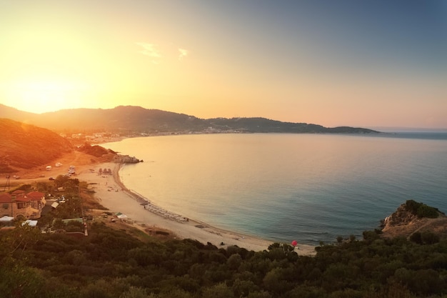 Sunset beach in Greece