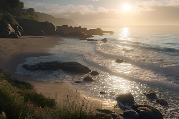 Sunset on the beach of the isle of skye