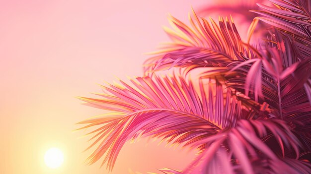 Sunset on the beach Palm leaves Palm trees at tropical coast coconut tree summer vacation concept