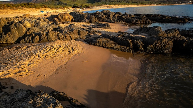 Sunset over the beach sardinia europe