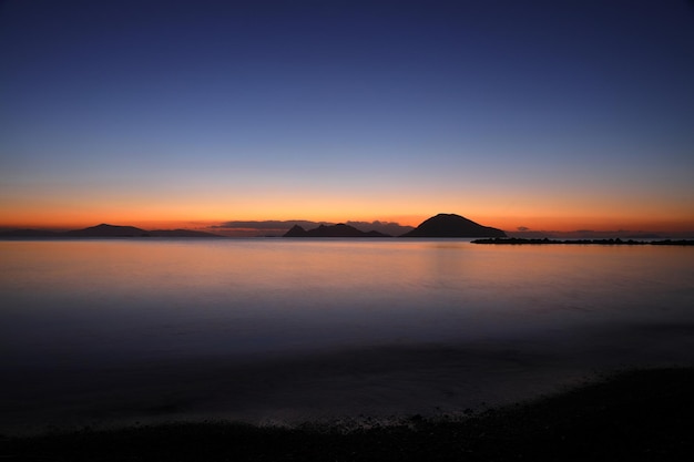 sunset on the beach Seaside town of Turgutreis and spectacular sunsets Selective Focus Long Exposure shoot tranquility scene