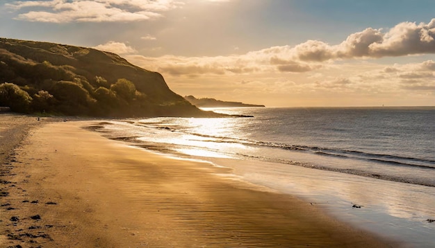 Sunset on the beach of a small village