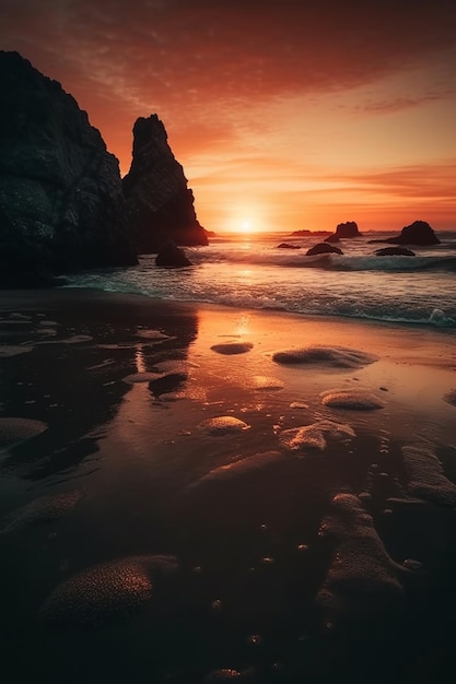 Sunset on the beach wallpaper