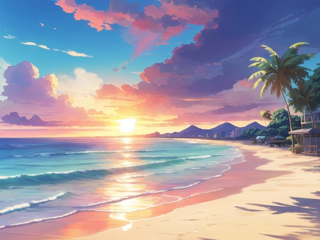 sunset beach wallpaper