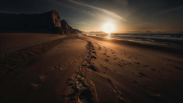 Foto il tramonto sulla spiaggia