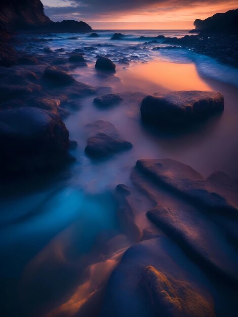 Photo sunset on the beach