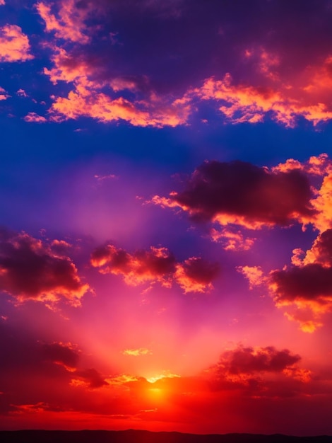 美しい空に沈む夕日