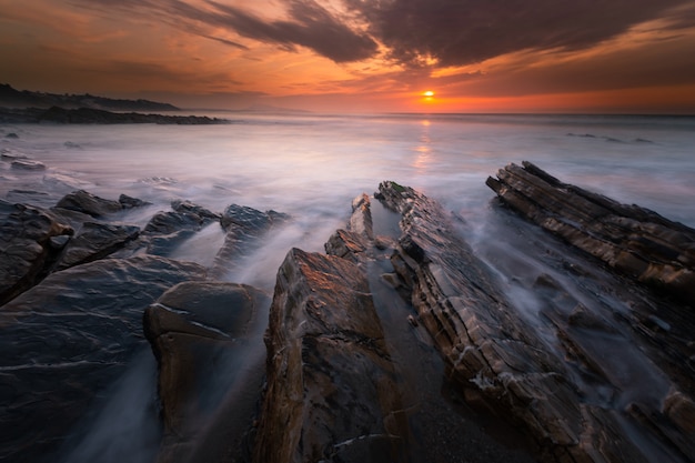 Sunset at Bidart's beach next to Biarritz, Basque Country.