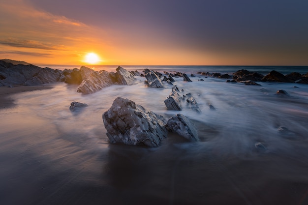 Sunset at Bidart's beach next to Biarritz, Basque Country. 