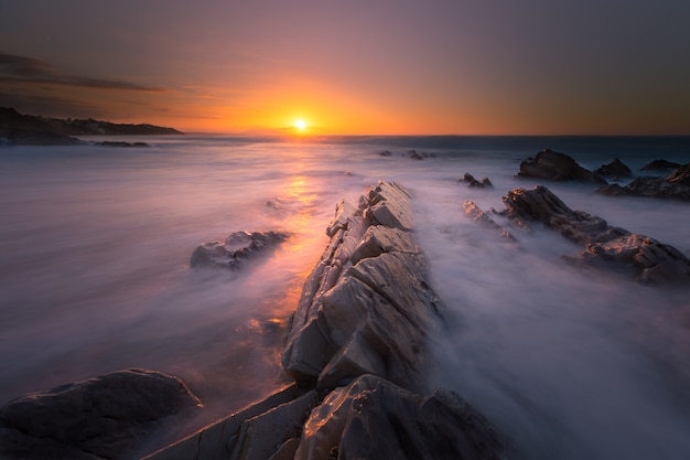 Sunset at Bidart's beach next to Biarritz, Basque Country. 