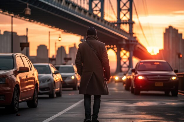 ブルックリン橋の夕日