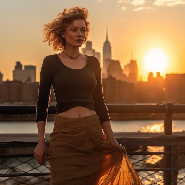 sunset on the brooklyn bridge