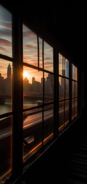 sunset on the brooklyn bridge