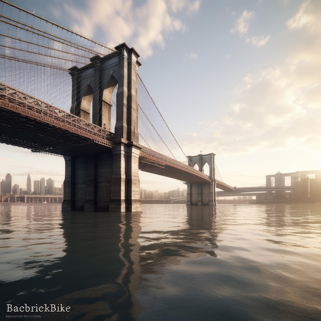 sunset on the brooklyn bridge