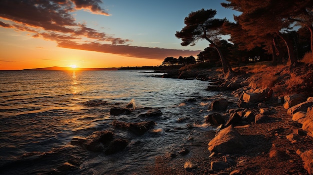 Photo sunset by the sea in alghero italy