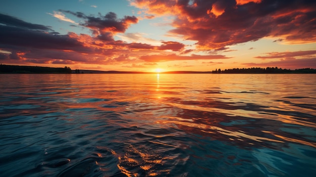 sunset in calm sea