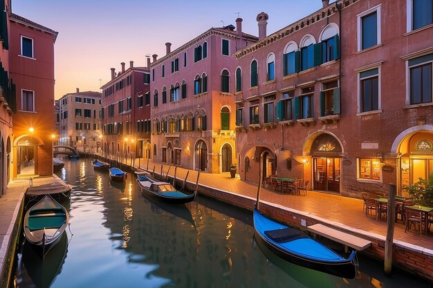 Sunset on canal cannaregio in venice italy