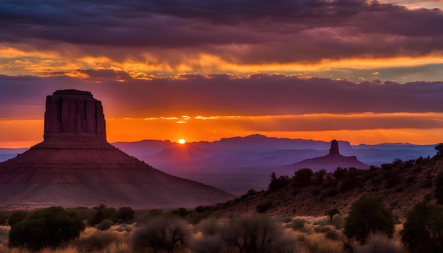 Photo sunset over the canyons and the canyons