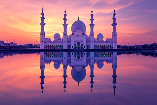 Photo sunset capture of sheikh jalil al saud mosque