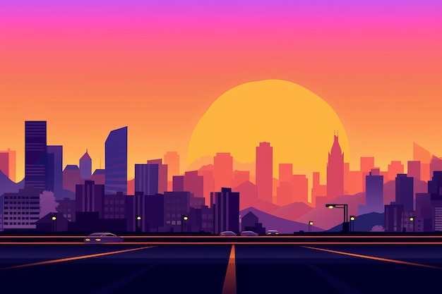 Photo sunset city minimalist background