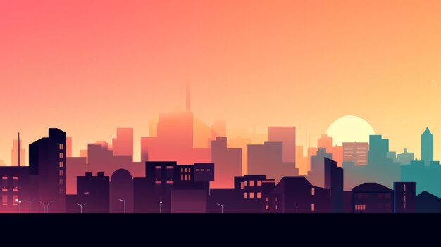 Sunset city minimalist background