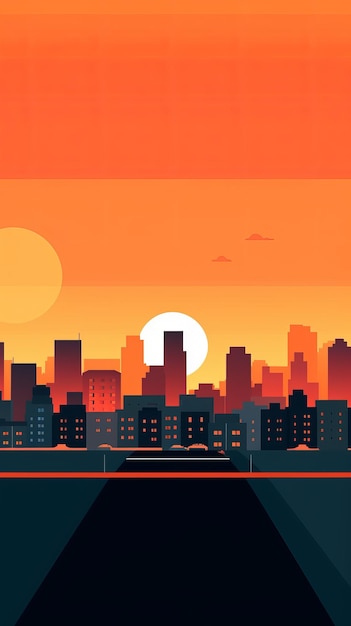 Photo sunset city minimalist background