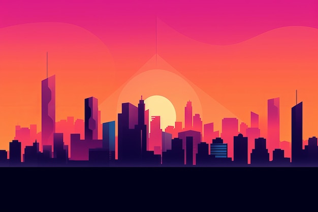 Sunset City Minimalist Background