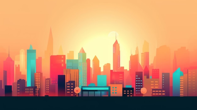 Sunset City Minimalist Background