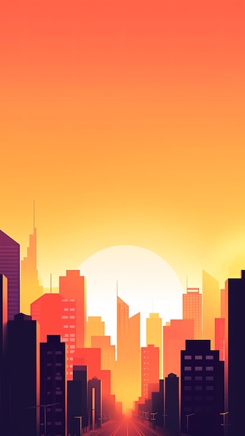 Sunset City Minimalist Background