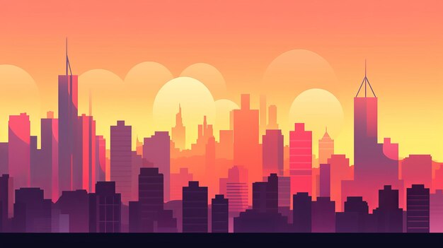 Sunset City Minimalist Background