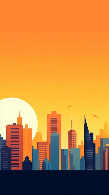 Sunset City Minimalist Background