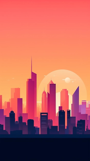 Sunset City Minimalist Background