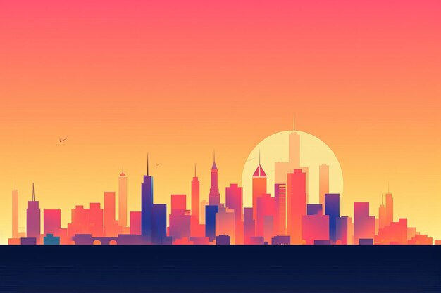 Sunset City Minimalist Background