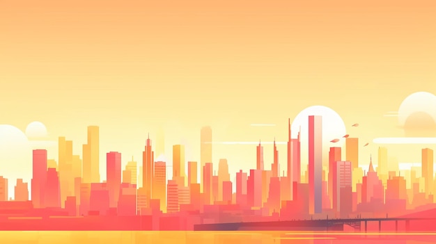 Photo sunset city minimalist background