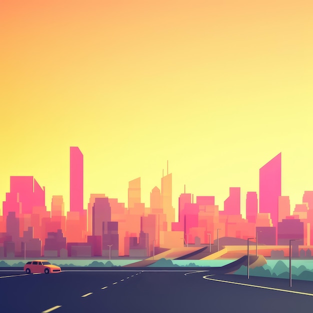 Sunset City Minimalist Background