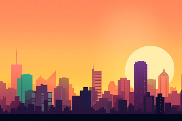 Sunset City Minimalist Background