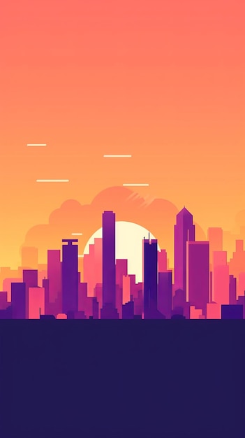 Sunset City minimalistische achtergrond